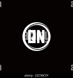 QN-Logo Initial Letter Monogram mit kreisförmigen Scheibe abgerundete Design-Vorlage isoliert auf schwarzem Hintergrund Stock Vektor