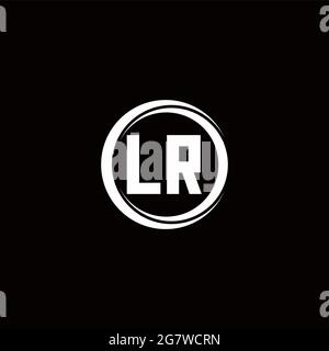 LR-Logo, Anfangsbuchstabenmonogramm mit kreisförmig abgerundeter Designvorlage, isoliert auf schwarzem Hintergrund Stock Vektor