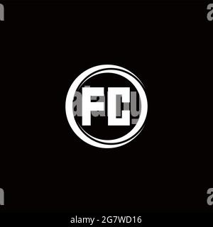 FC-Logo Initial Letter Monogram mit kreisförmig abgerundeter Designvorlage isoliert auf schwarzem Hintergrund Stock Vektor