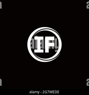IF Logo Initial Letter Monogram with circle Slice runded Design template isolated in black backgroundIF Logo Initial Letter Monogram with circle slic Stock Vektor