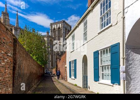 York Minster aus Chapter House Street, York, Yorkshire, England, Großbritannien. Stockfoto