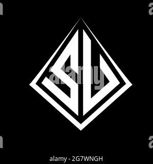 SU Logo Buchstaben Monogramm mit prisma Form Design Vorlage Vektor-Symbol modern Stock Vektor