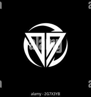OQ-Logo mit dreieckiger Form und runder kreisförmiger Designvorlage auf schwarzem Hintergrund isoliert Stock Vektor