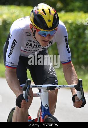 MOHORIC Matej (SLO) aus BAHRAIN GEWINNT DIE Etappe in Libourne während der Etappe 19 der Tour de France, Freitag, 16. Juli 2021. Der Bildnachweis sollte lauten:David Stockman/GodingImages Stockfoto