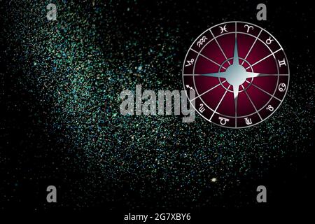 Konzeptioneller Hintergrund mit zodiakalen Zeichen Stockfoto