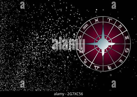 Konzeptioneller Hintergrund mit zodiakalen Zeichen Stockfoto