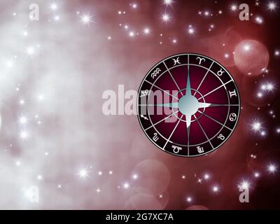 Konzeptioneller Hintergrund mit zodiakalen Zeichen Stockfoto