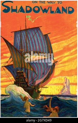 Shadowland Magazin Cover aus den 1920er Jahren mit Cover-Artwork von EINEM M Hopfmuller. Stockfoto