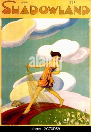 Shadowland Magazin Cover aus den 1920er Jahren mit Cover-Artwork von EINEM M Hopfmuller. Stockfoto