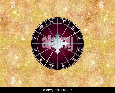 Konzeptioneller Hintergrund mit zodiakalen Zeichen Stockfoto