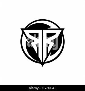 RR-Logo mit dreieckiger Form und runder kreisförmiger Designvorlage, isoliert auf weißem Hintergrund Stock Vektor