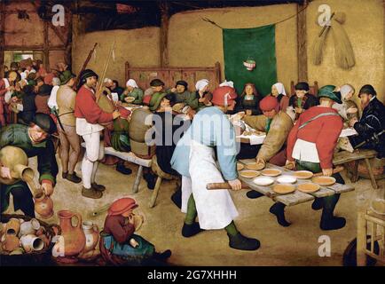 Bauernhochzeit von Pieter Bruegel dem Älteren (um 1525-1569), Öl auf Holz, 1566-69 Stockfoto