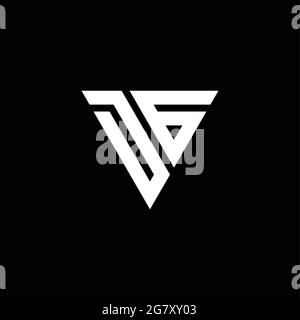 DG-Logo-Monogramm mit dreieckiger Designvorlage isoliert auf schwarzem Hintergrund Stock Vektor