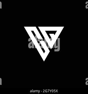 CQ Logo Buchstabe Monogramm mit Dreieck-Form Designvorlage isoliert auf schwarzem Hintergrund Stock Vektor