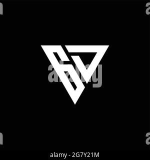 GD Logo Monogramm mit dreieckiger Designvorlage isoliert auf schwarzem Hintergrund Stock Vektor