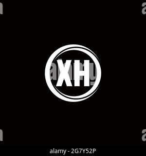 XH-Logo Initial Letter Monogram mit kreisförmigen Scheibe abgerundete Design-Vorlage isoliert auf schwarzem Hintergrund Stock Vektor