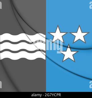 3D Flagge des Kantons Aargau, Schweiz. 3D-Illustration. Stockfoto