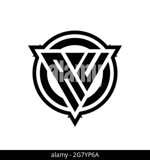AX-Logo mit Dreieck-Form und Kreis mit Umriss abgerundete Design-Vorlage isoliert auf weißem Hintergrund Stock Vektor