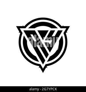 AX-Logo mit Dreieck-Form und Kreis mit Umriss abgerundete Design-Vorlage isoliert auf weißem Hintergrund Stock Vektor