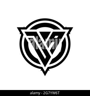 DA-Logo mit Dreieck-Form und Kreis mit Umriss abgerundete Design-Vorlage isoliert auf weißem Hintergrund Stock Vektor