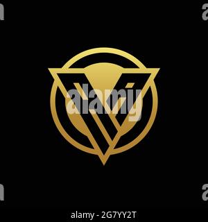 AA-Logo-Monogramm mit Dreieck-Form und Kreis abgerundeten Stil isoliert auf Goldfarben und schwarzem Hintergrund Design-Vorlage Stock Vektor