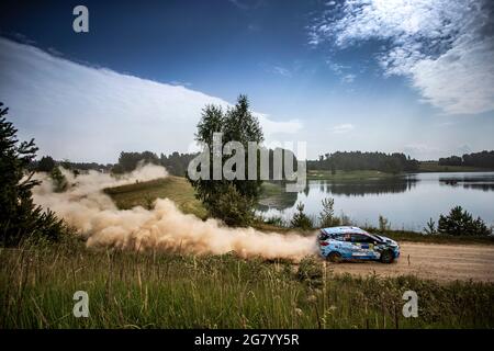 48 Pajari Sami (FIN), Salminen Marko (FIN), Ford Fiesta Rally4, Aktion während der Rallye Estland, 7. Runde der FIA WRC-Meisterschaft 2021 vom 15. Bis 18. Juli in Tartu, Kreis Tartu in Estland - Foto Nikos Katikis / DPPI Stockfoto