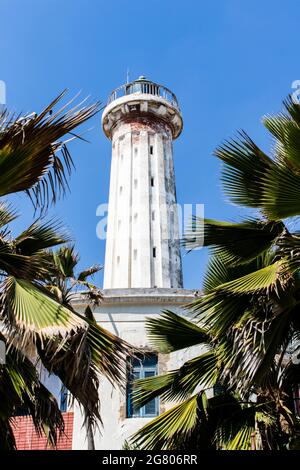 Außenansicht des Alten Leuchtturms in Puducherry (Pondicherry), Tamil Nadu, Indien, Asien Stockfoto