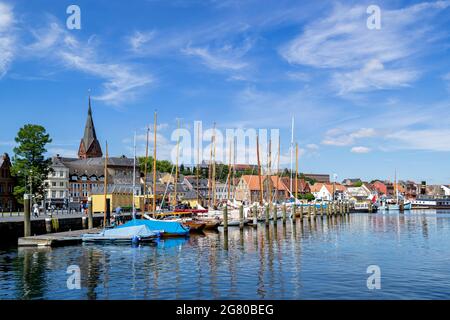 Hafen von Flensburg, Deutschland - Westufer Stockfoto