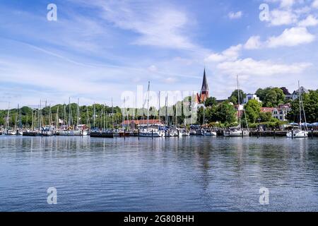 Hafen von Flensburg, Deutschland - Ostufer Stockfoto