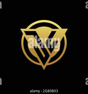 JL-Logo-Monogramm mit Dreieck-Form und Kreis abgerundeten Stil isoliert auf Goldfarben und schwarzem Hintergrund Design-Vorlage Stock Vektor