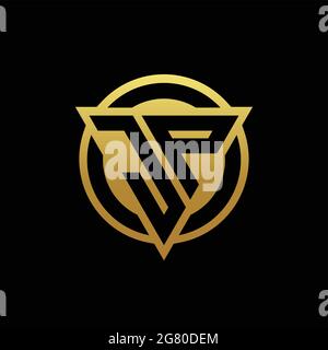 JP-Logo-Monogramm mit Dreieck-Form und Kreis abgerundeten Stil isoliert auf Goldfarben und schwarzem Hintergrund Design-Vorlage Stock Vektor