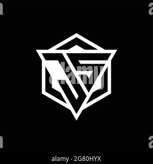 JS-Logo-Monogramm mit Dreieck- und Sechseck-Formkombination isoliert auf der Rückseite und weißen Farben Stock Vektor