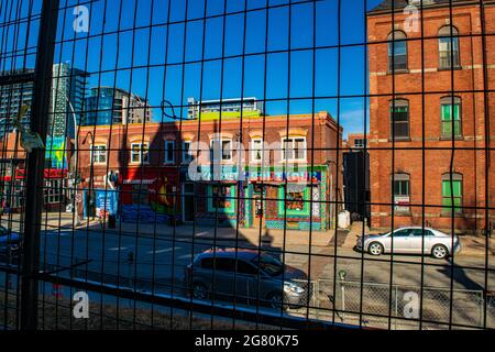 Schroff leere Straßen der erste Sommer des Pandamischen ist keine Seele im Blick im Herzen der Innenstadt von halifax Stockfoto