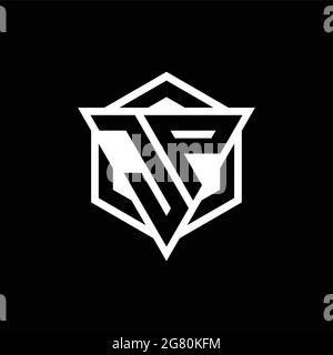 JP-Logo-Monogramm mit Dreieck- und Sechseck-Formkombination isoliert auf der Rückseite und weißen Farben Stock Vektor