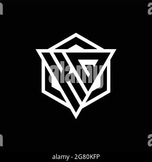 KQ-Logo-Monogramm mit Dreieck- und Sechseck-Formkombination isoliert auf der Rückseite und weißen Farben Stock Vektor