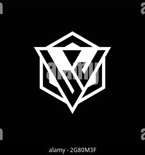 LJ-Logo-Monogramm mit Dreieck- und Sechseck-Formkombination isoliert auf der Rückseite und weißen Farben Stock Vektor