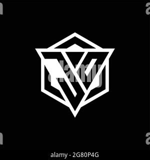 JO-Logo-Monogramm mit Dreieck- und Sechseck-Formkombination isoliert auf der Rückseite und weißen Farben Stock Vektor