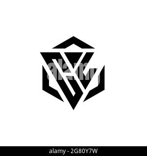 CL Logo Monogramm mit Dreieck und Sechseck modernes Design Vorlage isoliert auf weißem Hintergrund Stock Vektor