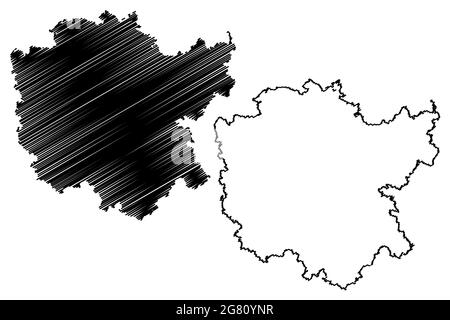 Mittelfranken (Bundesrepublik Deutschland, Verwaltungseinheit, Region Freistaat Bayern) Kartenvektorillustration, Skizze Mitte Stock Vektor