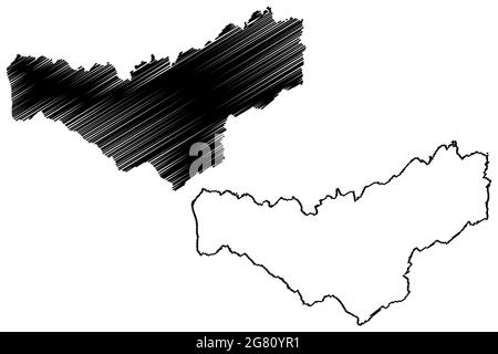 Landkreis Merzig Wadern (Bundesrepublik Deutschland, Land Saarland, Landkreis) Kartenvektordarstellung, Scribble-Skizze Merzig-Wadern-Karte Stock Vektor