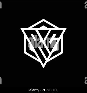 RC-Logo-Monogramm mit Dreieck- und Sechseck-Formkombination isoliert auf der Rückseite und weißen Farben Stock Vektor