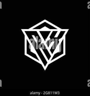 RX-Logo-Monogramm mit Dreieck- und Sechseck-Formkombination isoliert auf der Rückseite und weißen Farben Stock Vektor