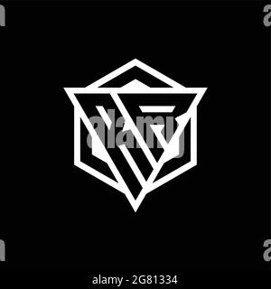 RR-Logo-Monogramm mit Dreieck- und Sechseck-Formkombination isoliert auf der Rückseite und weißen Farben Stock Vektor