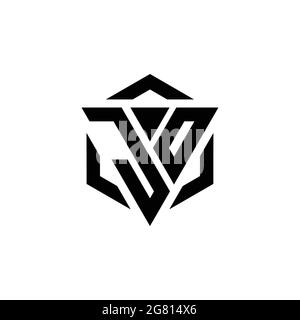JO Logo Monogramm mit Dreieck und Sechseck modernes Design Vorlage isoliert auf weißem Hintergrund Stock Vektor
