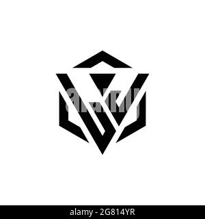 LJ Logo Monogramm mit Dreieck und Sechseck modernes Design Vorlage isoliert auf weißem Hintergrund Stock Vektor