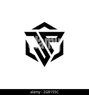 JP Logo Monogramm mit Dreieck und Sechseck modernes Design Vorlage isoliert auf weißem Hintergrund Stock Vektor