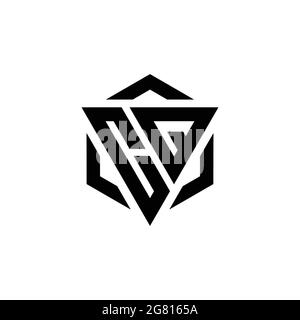 CQ Logo Monogramm mit Dreieck und Sechseck modernes Design Vorlage isoliert auf weißem Hintergrund Stock Vektor