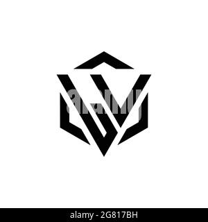 LV Logo Monogramm mit Dreieck und Sechseck modernes Design Vorlage isoliert auf weißem Hintergrund Stock Vektor