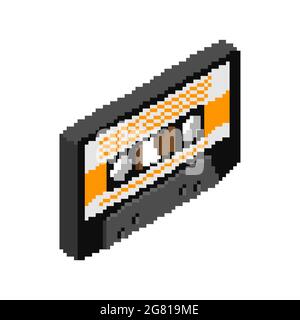 Retro-Kassette Pixel Art für Tonbandgerät. Boombox Kassette 8 Bit Stock Vektor
