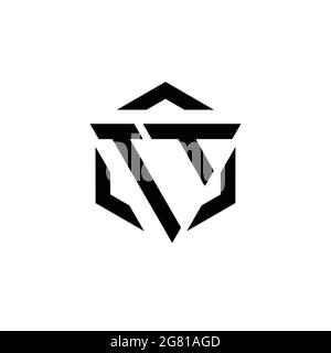 TT Logo Monogramm mit Dreieck und Sechseck modernes Design Vorlage isoliert auf weißem Hintergrund Stock Vektor